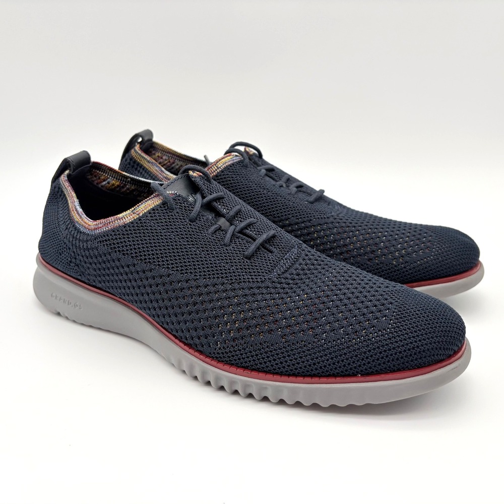 Cole Haan 2.Zerogrand Stitchlite Oxford Mens 10M Navy Knit Lace Up Shoes